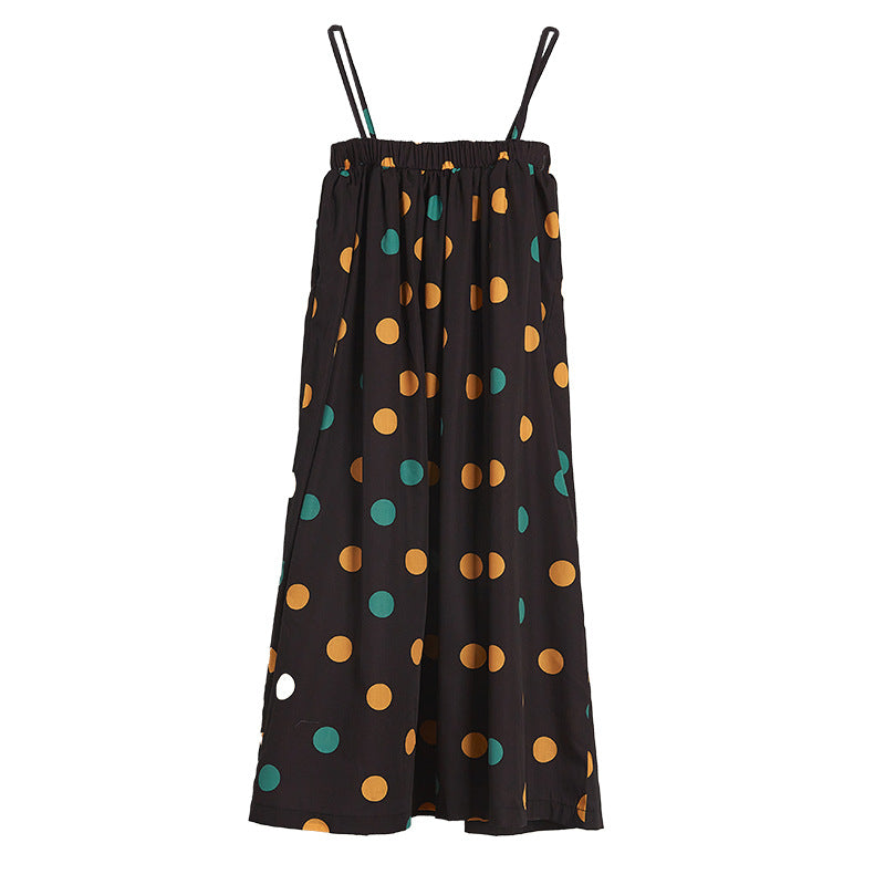 Girls Colorful Polka Dot Pattern Sling Quality Long Dress
