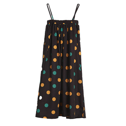 Girls Colorful Polka Dot Pattern Sling Quality Long Dress