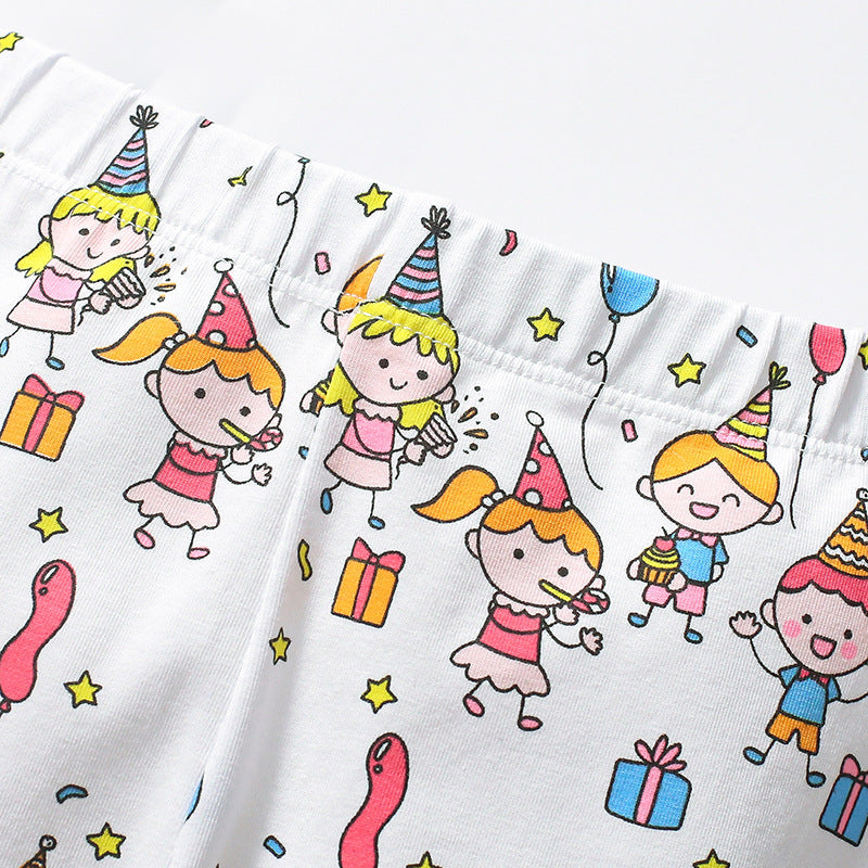 Winter and Autumn Girls Dinosaurs Cartoon Pattern Long Sleeves Sweatshirt and White Pants Clothing Set