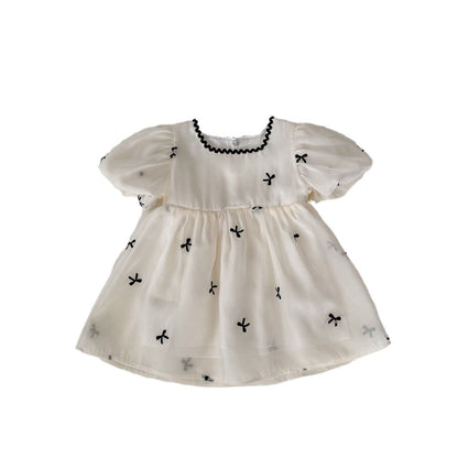 Design Summer Baby Kids Girls Bows Embroidery Dress