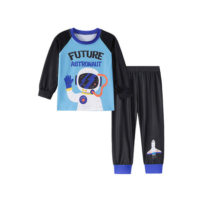 MyKids-USA Spring and Autumn Baby Boys Astronaut Cartoon Pattern Long Sleeves Casual Pajama Set
