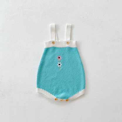 Baby Girl Flower Embroidered Graphic Contrast Bodysuit & Cardigan One Pieces Sets