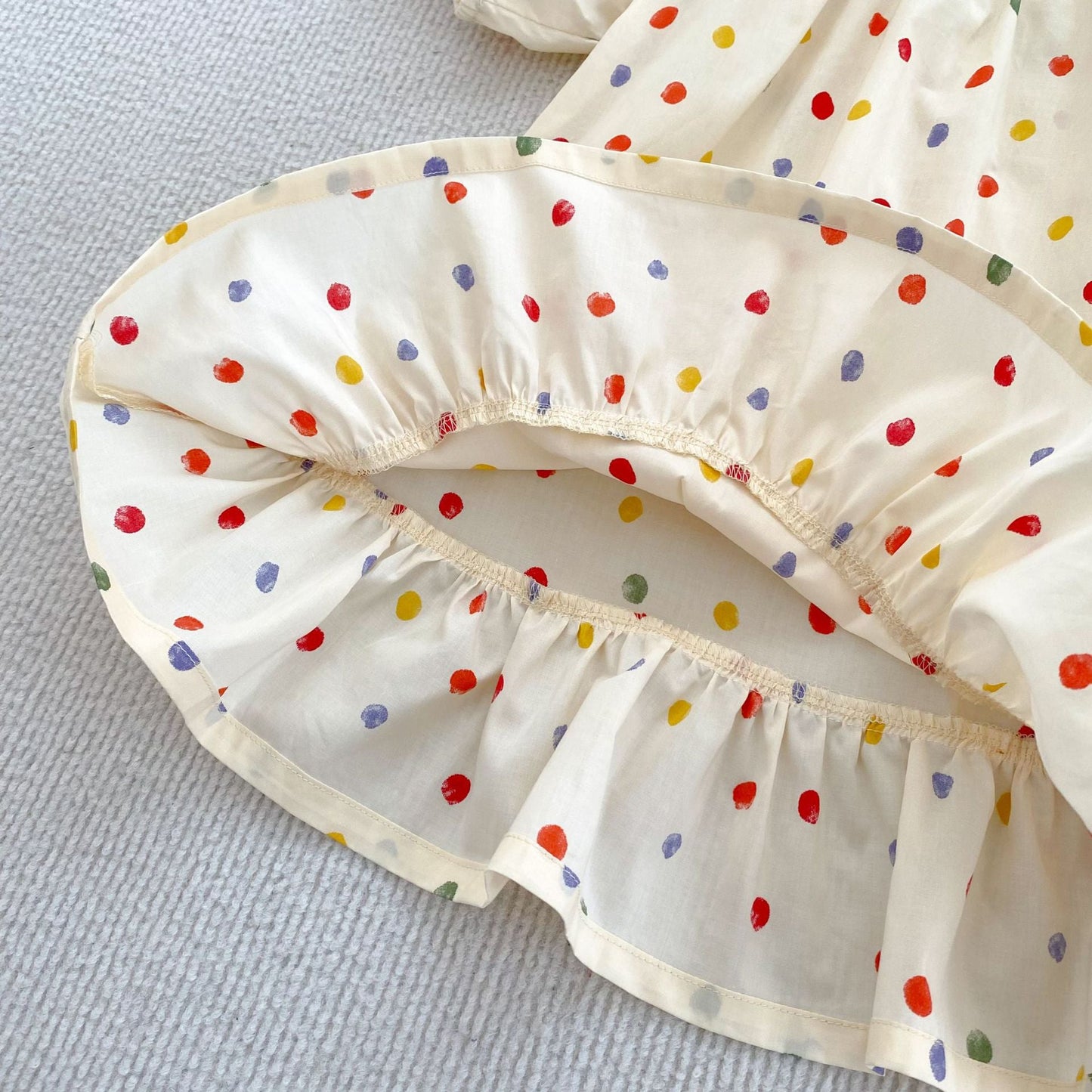 Summer Girls Coloful Dots Pattern Short Sleeves Onesies and Girls’ Dress – Princess Sister Matching Set