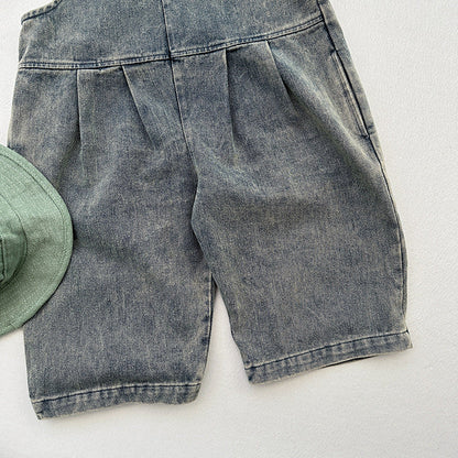 Unisex Spring Autumn Solid Overall Cowboy