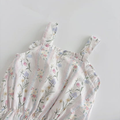 Summer Hot Selling Baby Girls Sleeveless Flowers Pattern Vest and Shorts Clothing Set