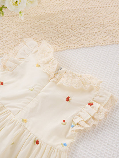 Summer Arrival Colorful Flowers Pattern Fly Sleeves Dress for Stylish Girls