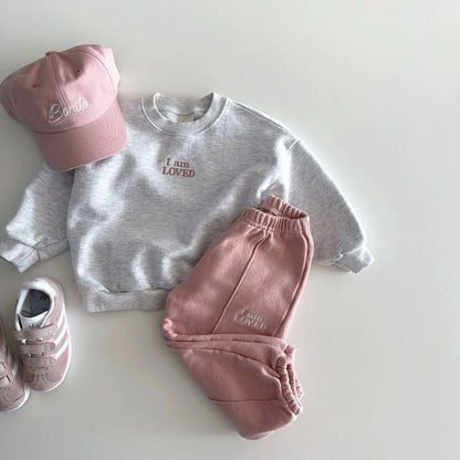 Autumn Baby Kids Unisex Casual Letters Pattern Long Sleeves Top Pullover and Pants Clothing Set