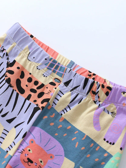 Girls Animals Cartoon Collection Design Top Pullover And Pants Set