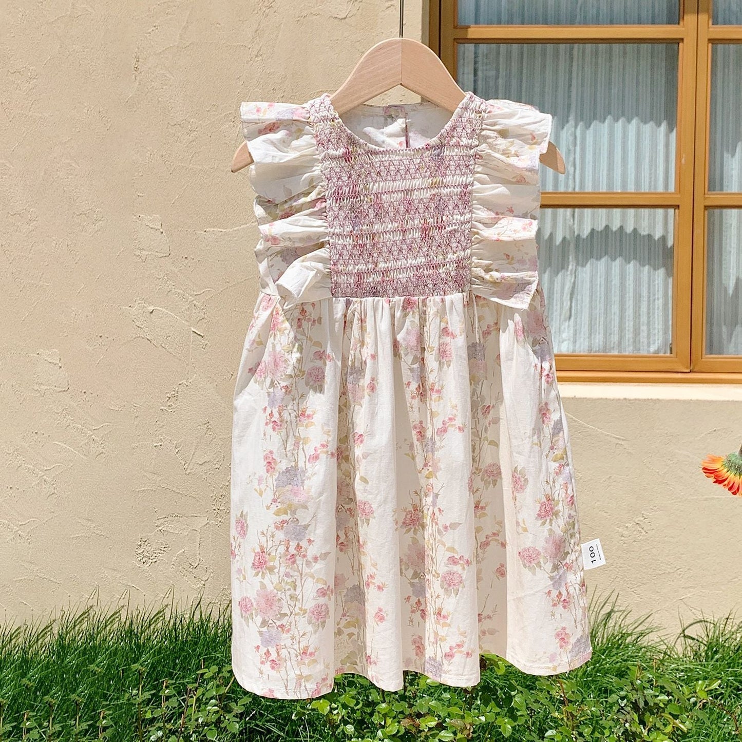 Summer Arrival Baby Kids Girls Sleeveless Flowers Pattern Crew Neck Princess Dress