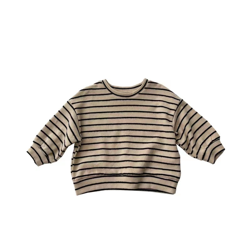 Baby Striped Pattern Puff Sleeve Style Hoodie In Autumn