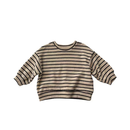 Baby Striped Pattern Puff Sleeve Style Hoodie In Autumn
