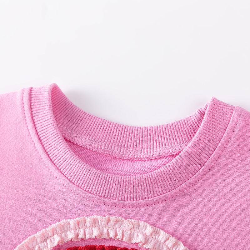 Spring and Autumn Girls Cute Rainbow Pattern Long Sleeves Sweatshirt and Grey Pants Clothing Set