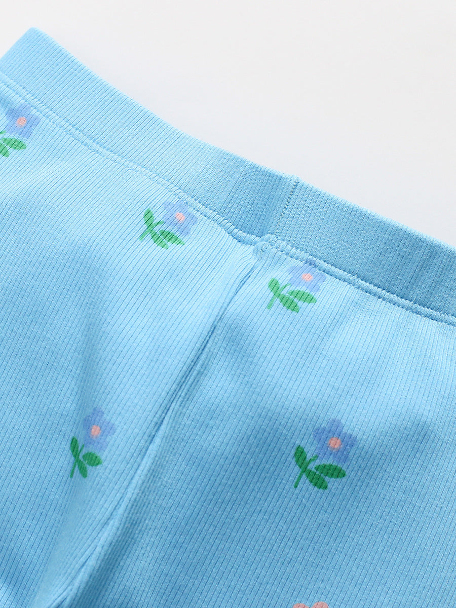 Spring And Autumn Girls Cartoon Flowers Pattern Long Sleeves Top Warm Sweatshirt And Pants Clothing Set