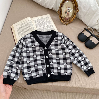 Autumn Heart Pattern Knitted Onesies & Cardigan Sets