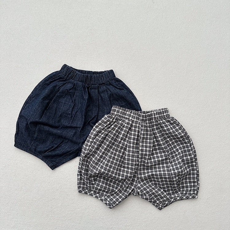 Summer Hot Selling Unisex Plaid/Denim Soft Cotton Thin Shorts