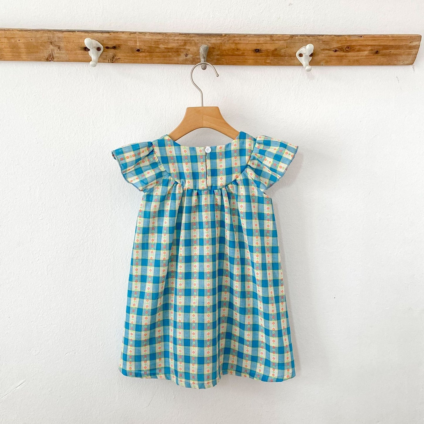 Summer Baby Girls French-style Flowers Pattern Fly-sleeved Plaid Onesies and Dress – Princess Sister Matching Set
