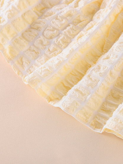 Baby Girl 3D Plaid Graphic Puff Sleeve Princess Dress