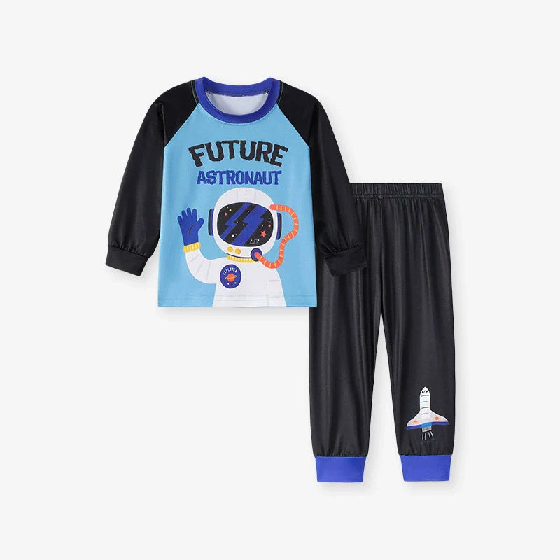 MyKids-USA Spring and Autumn Baby Boys Astronaut Cartoon Pattern Long Sleeves Casual Pajama Set