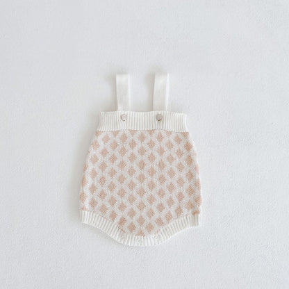 Baby Girl Plaid Graphic Onesies & Cardigan Knitted Sets