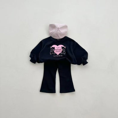Autumn Baby Kids Unisex Casual Letters and Teddy Bears Pattern Long Sleeves Top Pullover and Pants Clothing Set