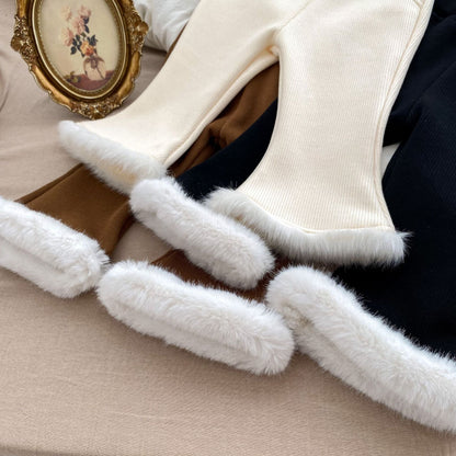 Baby Girl Velvet-In Solid Winter Pants