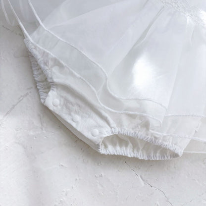 Summer Arrival Baby Girls Fly Sleeves Tulle Patchwork Lace Decorated Onesies