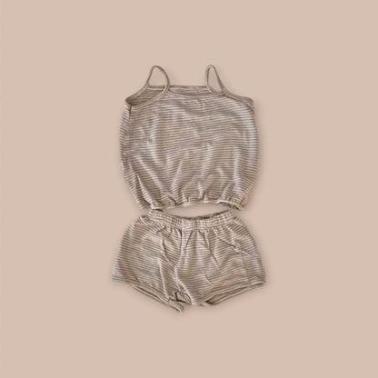 Summer Hot Selling Baby Unisex Sleeveless Striped Vest and Shorts Clothing Set