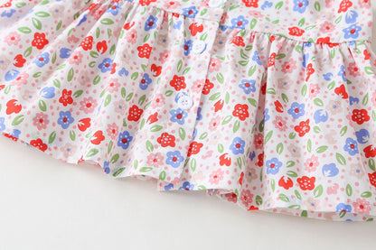 Baby Girl Little Floral Print Sleeveless Dress Combo Short Pants In Sets