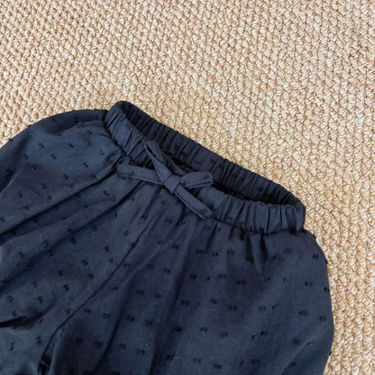 Summer Hot Selling Baby Girls Sleeveless Butterfly-bows Pattern Top Vest and Black Shorts Clothing Set