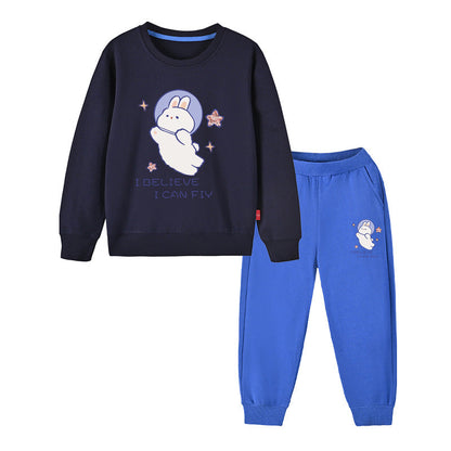 Baby Girl Cute Bunny Graphic Hoodie Combo Loose Trousers Soft Cotton Sets