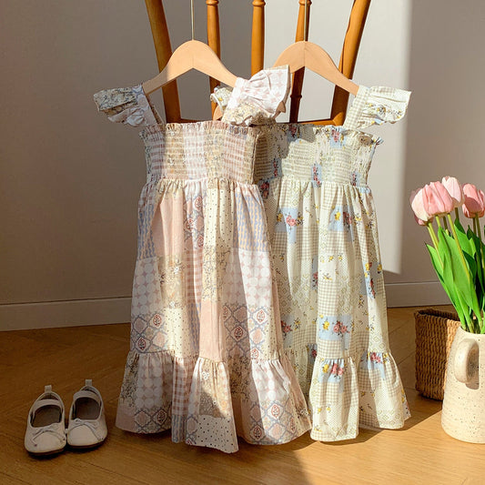 Summer Baby Kids Girls Sleeveless Geometric Pattern Dress