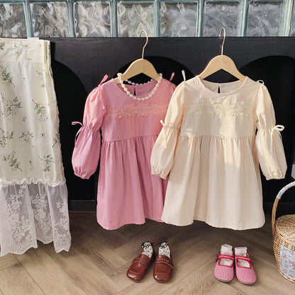 Solid Color Princess Mesh Patched Design Dress