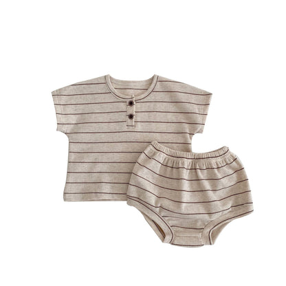 Baby Striped Pattern T-Shirt Shorts Casual Comfy Sets