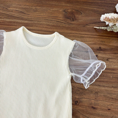 Summer Arrival Baby Kids Girls Sleeveless Floral Pattern Strap Overalls and Beige Onesies Clothing Set