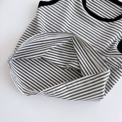 Summer Hot Selling Baby Kids Unisex Sleeveless Letters Embroidered Strap Overalls and Striped Vest Clothing Set