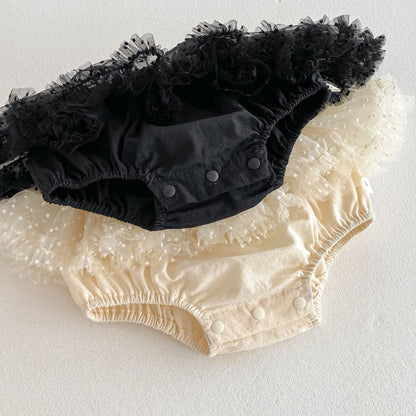 Summer Hot Selling Baby Girls Sleeveless Solid Color Vest and Tulle Patchwork Bloomers Clothing Set