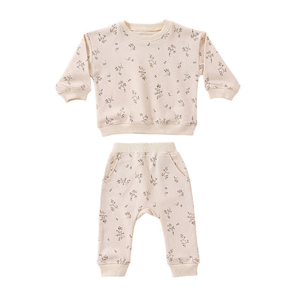 Baby Western Print Pattern Long Sleeve Casual Hoodie Sets Home Clothes