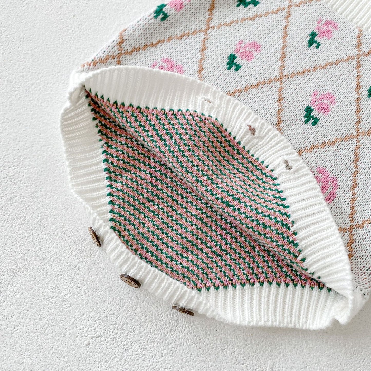 Baby Girl Allover Roses Embroidered Graphic Crotch Bodysuit & Cardigan Handmade Knitted Sets