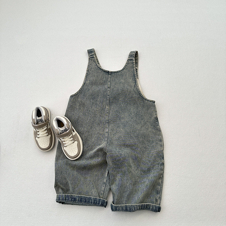 Unisex Spring Autumn Solid Overall Cowboy