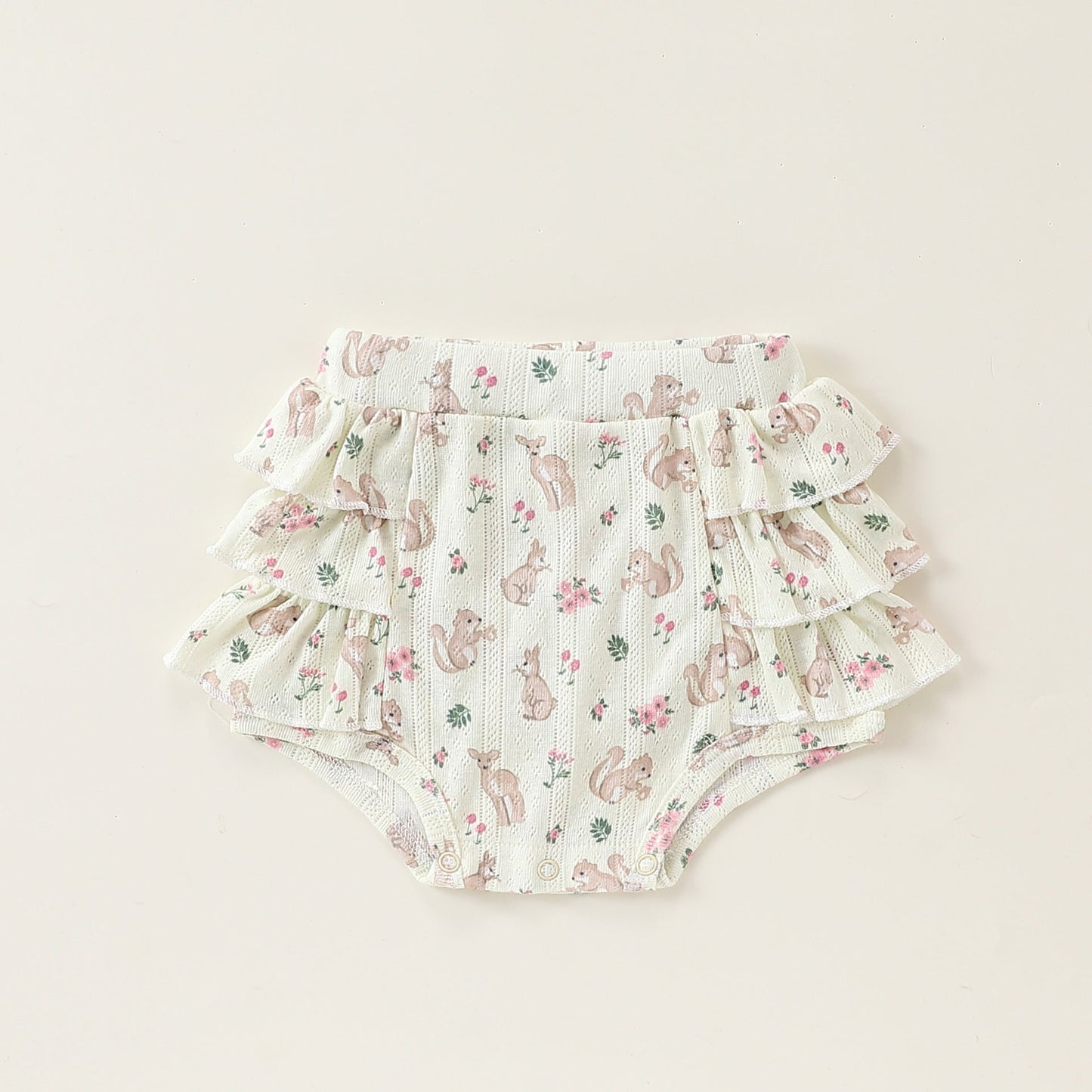 Summer Arrival Baby Girls Sleeveless Animals and Flowers Pattern Onesies, Bloomers