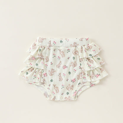 Summer Arrival Baby Girls Sleeveless Animals and Flowers Pattern Onesies, Bloomers