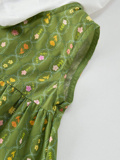 Summer Baby Kids Girls Floral Sleeveless Embroidery Collar Dress