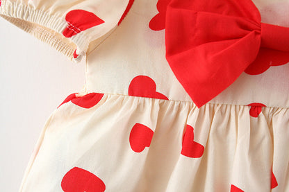 Baby Girl Polka Dot Graphic Bow Tie Princess Derss