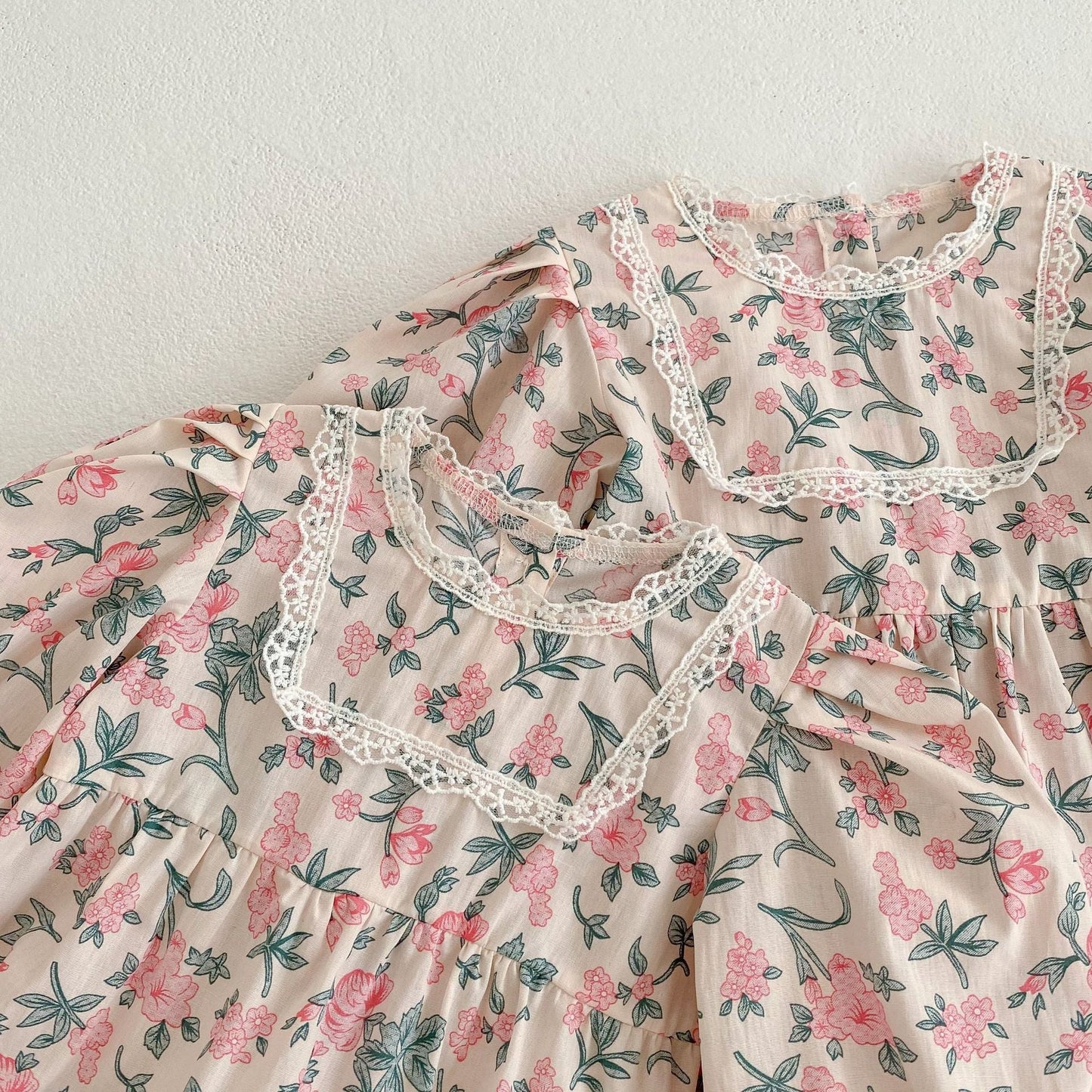 Baby Girl Flower Print Pattern Mesh Patchwork Design Onesies or Dress