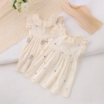 Summer Arrival Colorful Flowers Pattern Fly Sleeves Dress for Stylish Girls