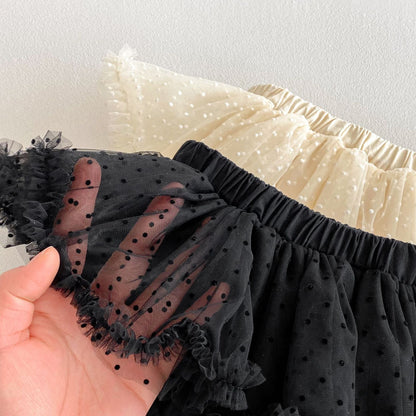 Summer Hot Selling Baby Girls Sleeveless Solid Color Vest and Tulle Patchwork Bloomers Clothing Set