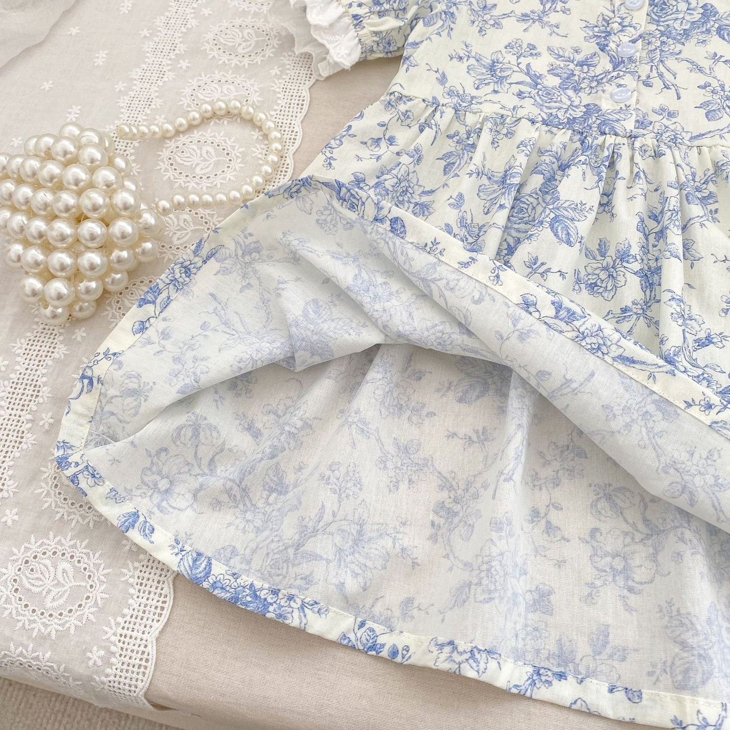 Summer Arrival Girls Cute Beautiful Flowers Pattern Short Sleeves Onesies and Dress – Princess Sister Matching