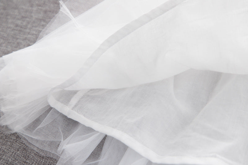 Baby Girl Solid Color Mesh Patchwork Design Sleeveless Patched Mesh Dress