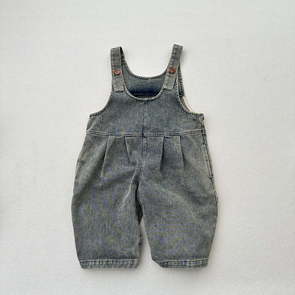 Unisex Spring Autumn Solid Overall Cowboy