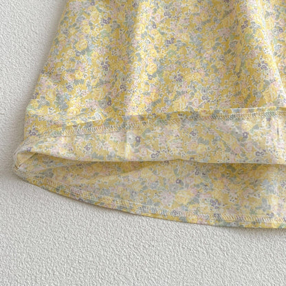 Baby Ditsy Flower Graphic Puff Sleeves Oneseis And Dress